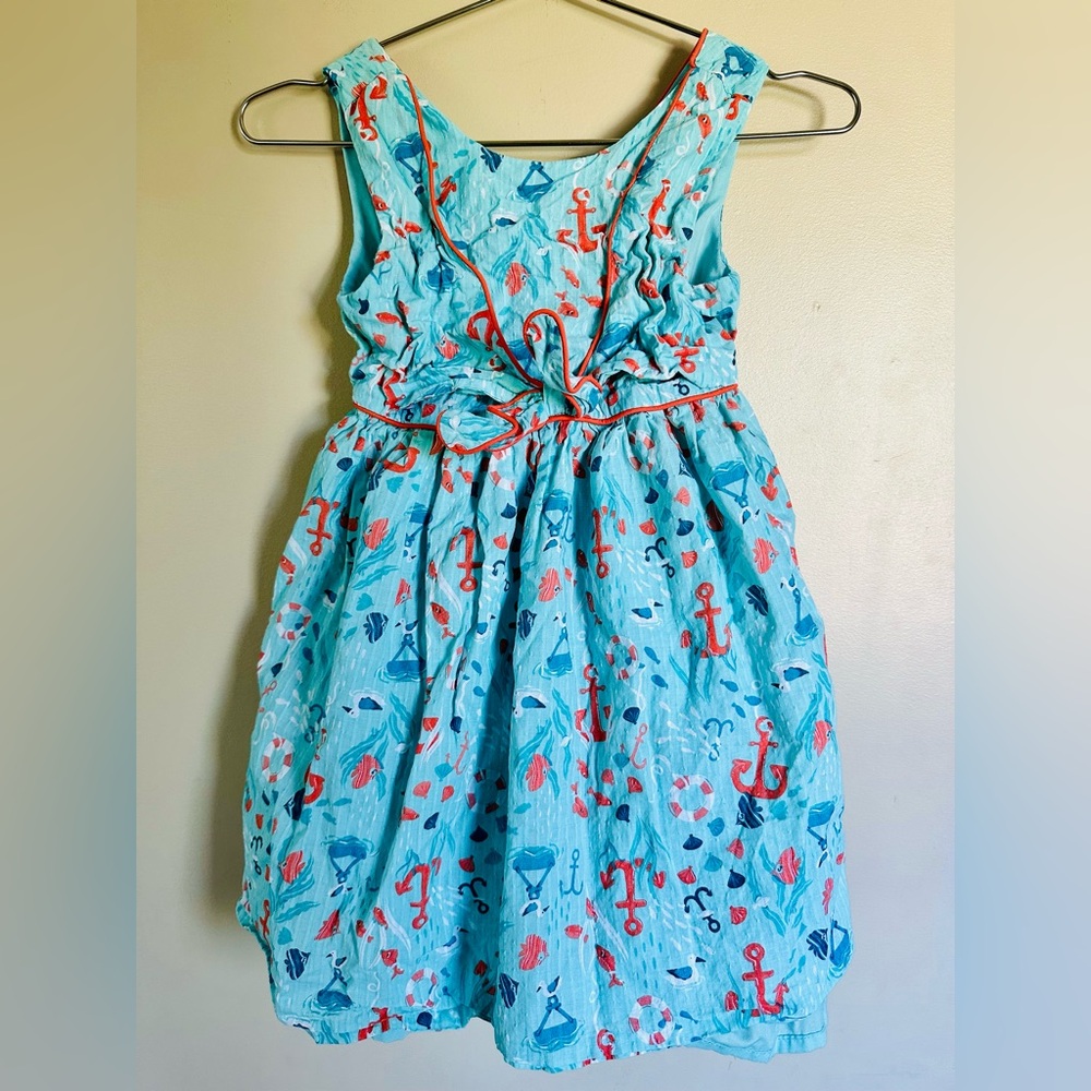 Tommy Bahama Dress Girls 7 Coastal Beach Sea Anchor Sailboat Fish Novelty Print
